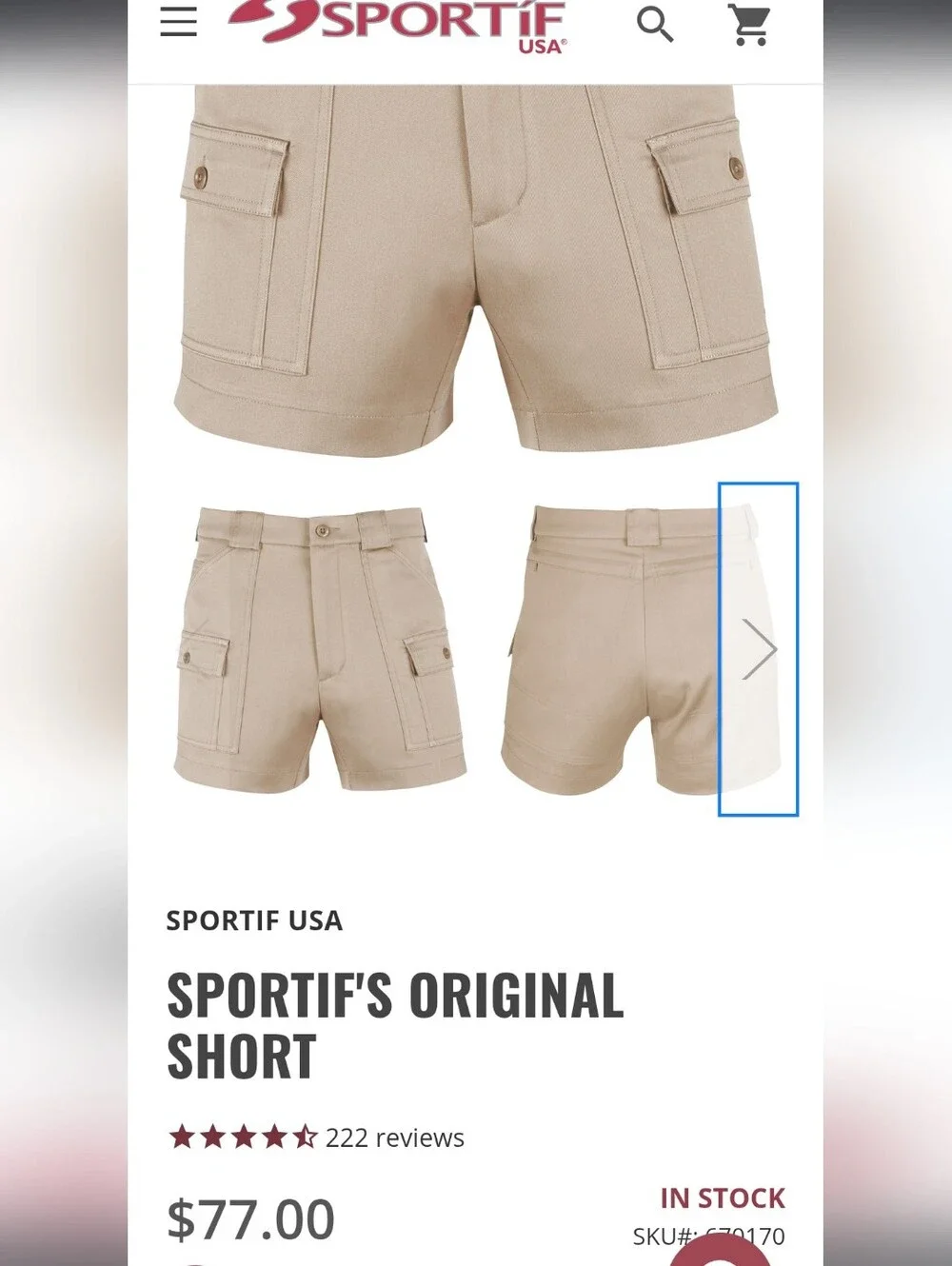 Sportif Beige Cargo Boating Shorts for Men. Size 36